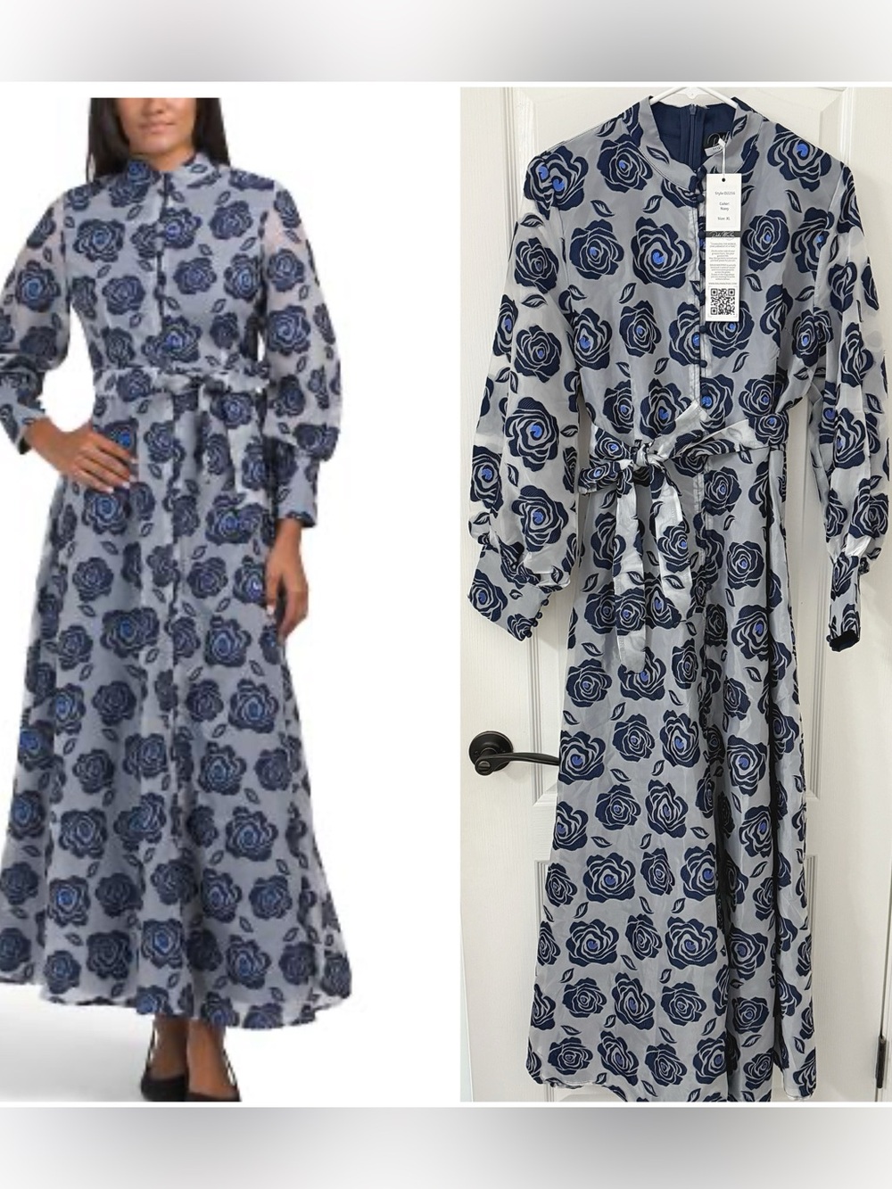 NWT Dalia Macphee elegant floral embroidered maxi dress